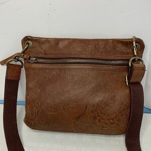 FOSSIL SASHA In British tanTOOLED FLORAL LEATHER BAG/CROSSBODY ZB2989